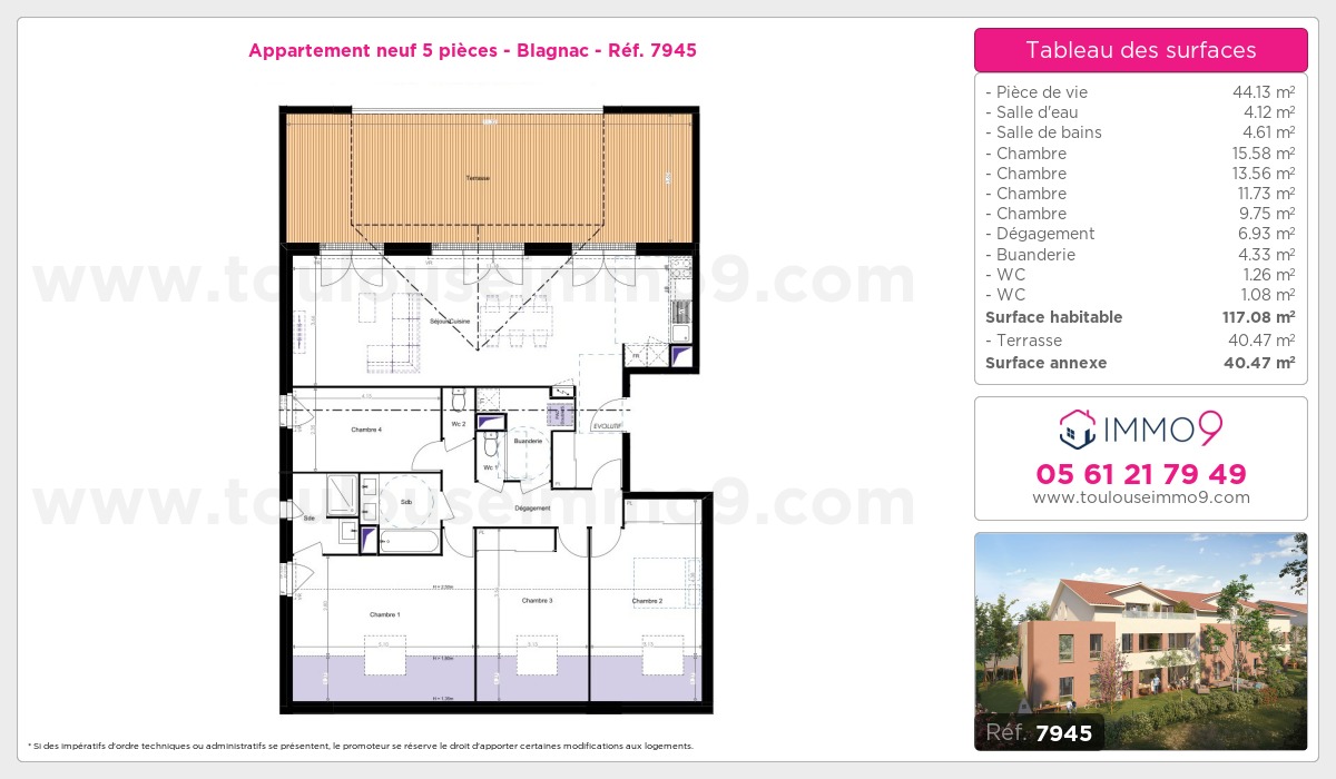 Plan et surfaces, Programme neuf Blagnac Référence n° 7945