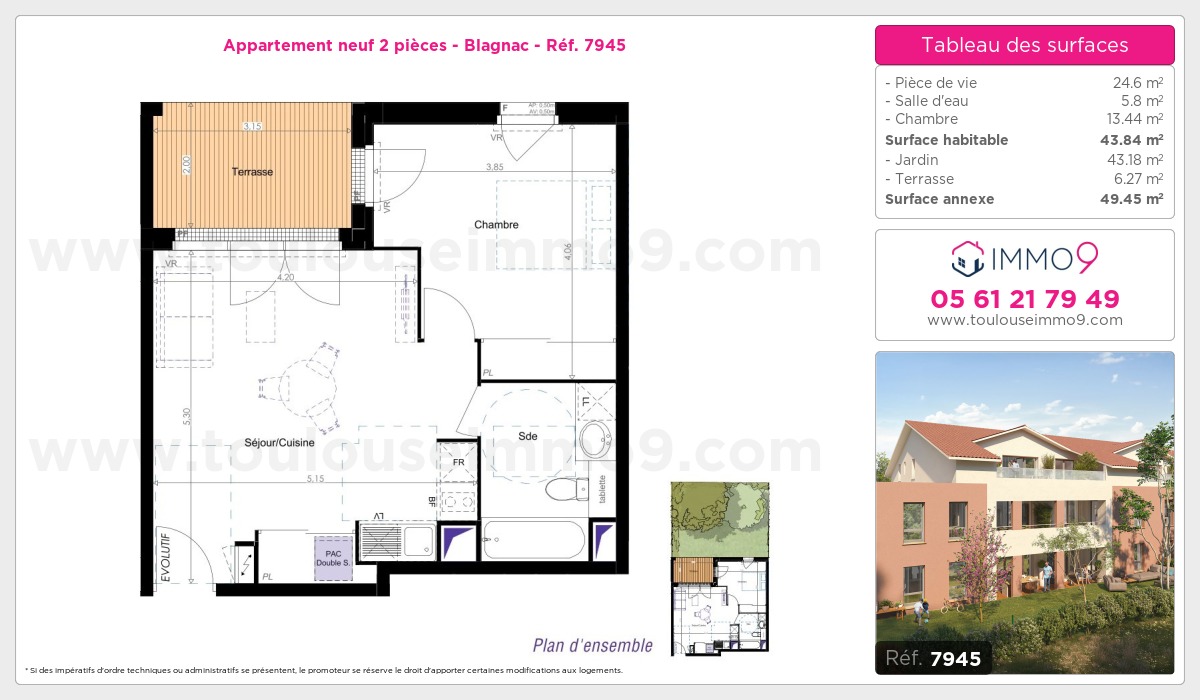 Plan et surfaces, Programme neuf Blagnac Référence n° 7945
