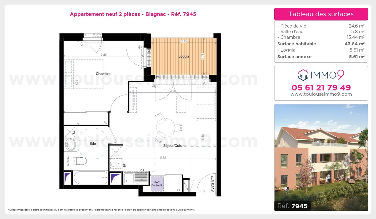Plan et surfaces, Programme neuf Blagnac Référence n° 7945