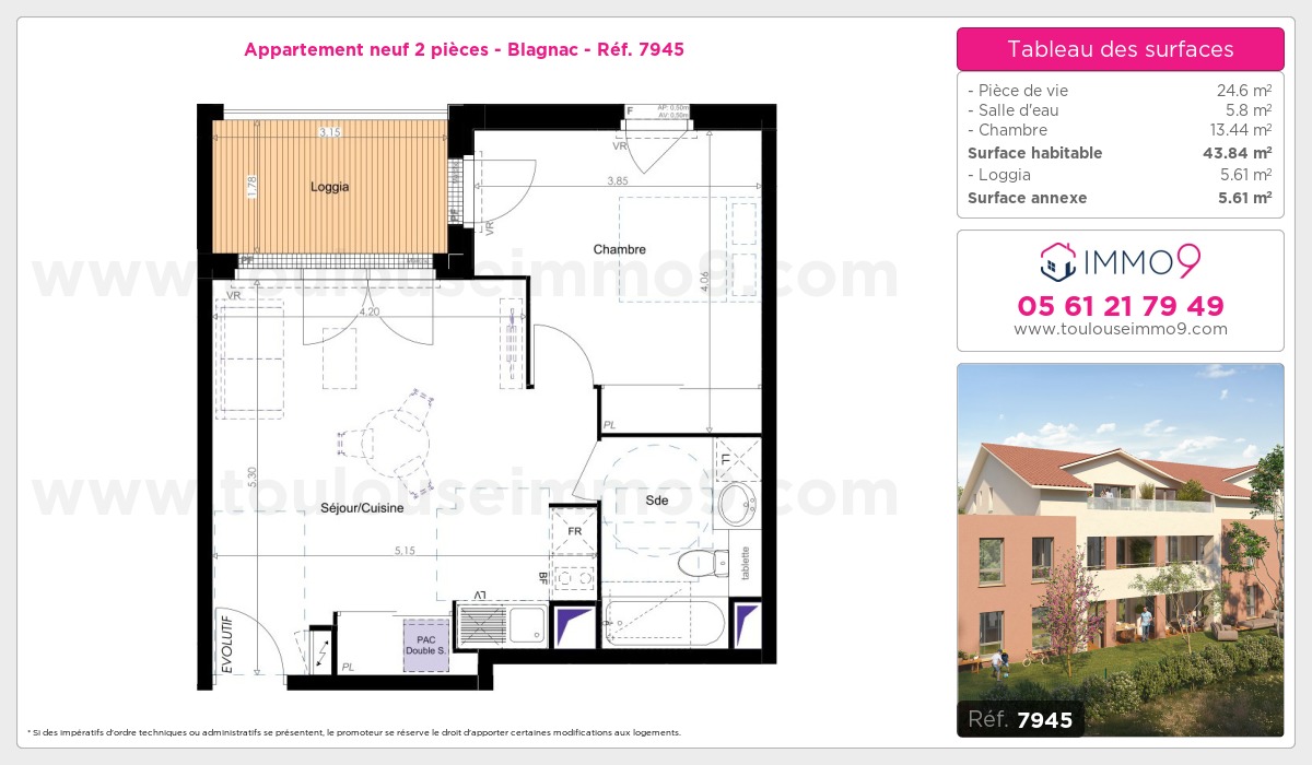Plan et surfaces, Programme neuf Blagnac Référence n° 7945