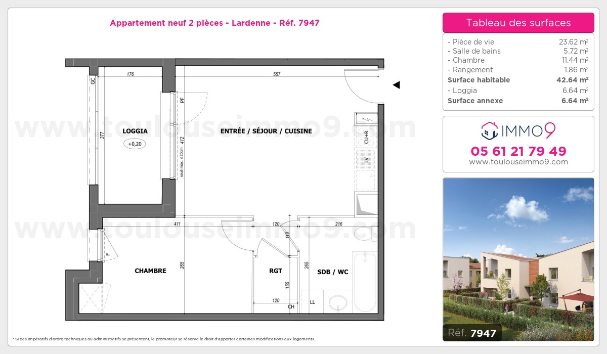 Plan et surfaces, Programme neuf Toulouse : Lardenne Référence n° 7947