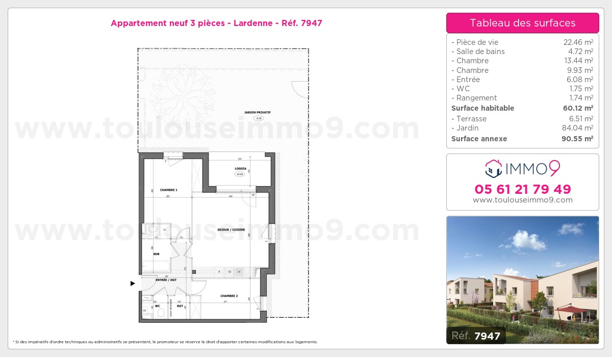 Plan et surfaces, Programme neuf Toulouse : Lardenne Référence n° 7947