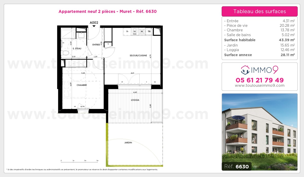 Plan et surfaces, Programme neuf Muret Référence n° 6630