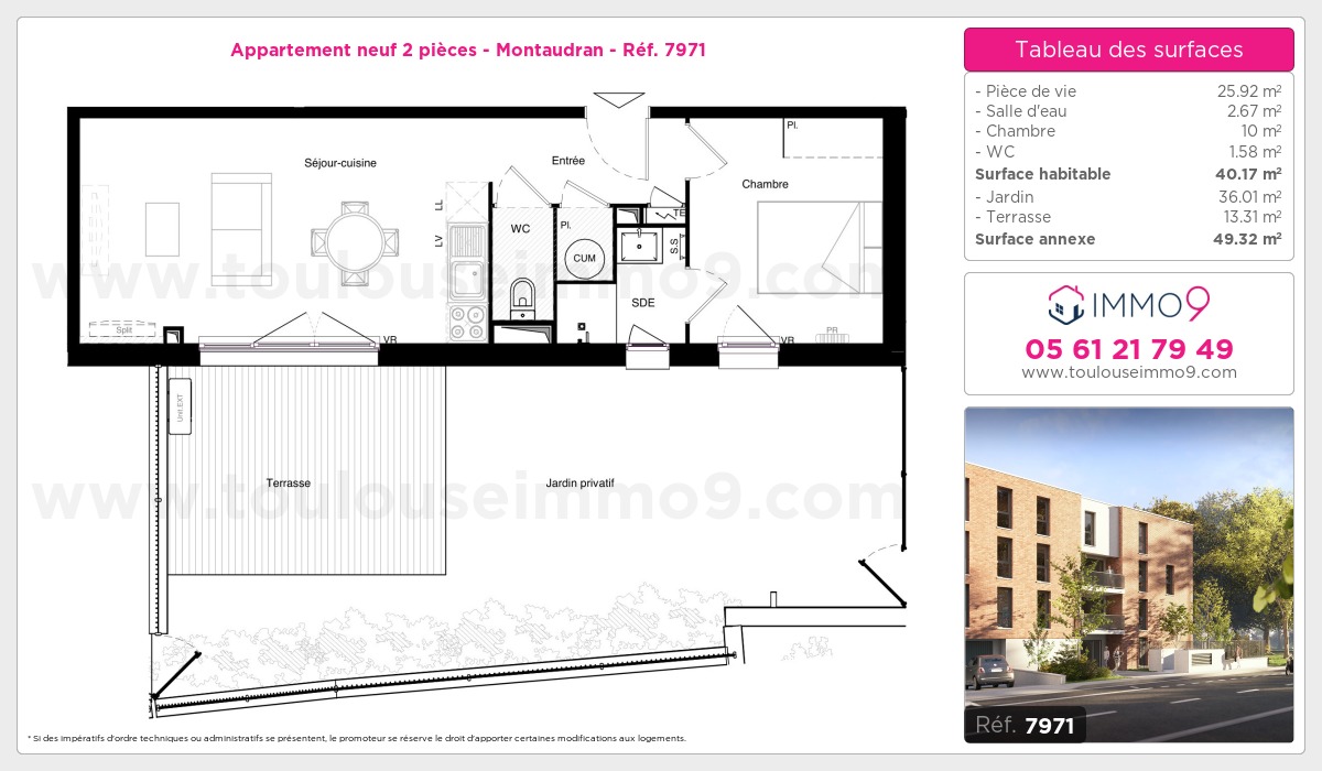 Plan et surfaces, Programme neuf Toulouse : Montaudran Référence n° 7971