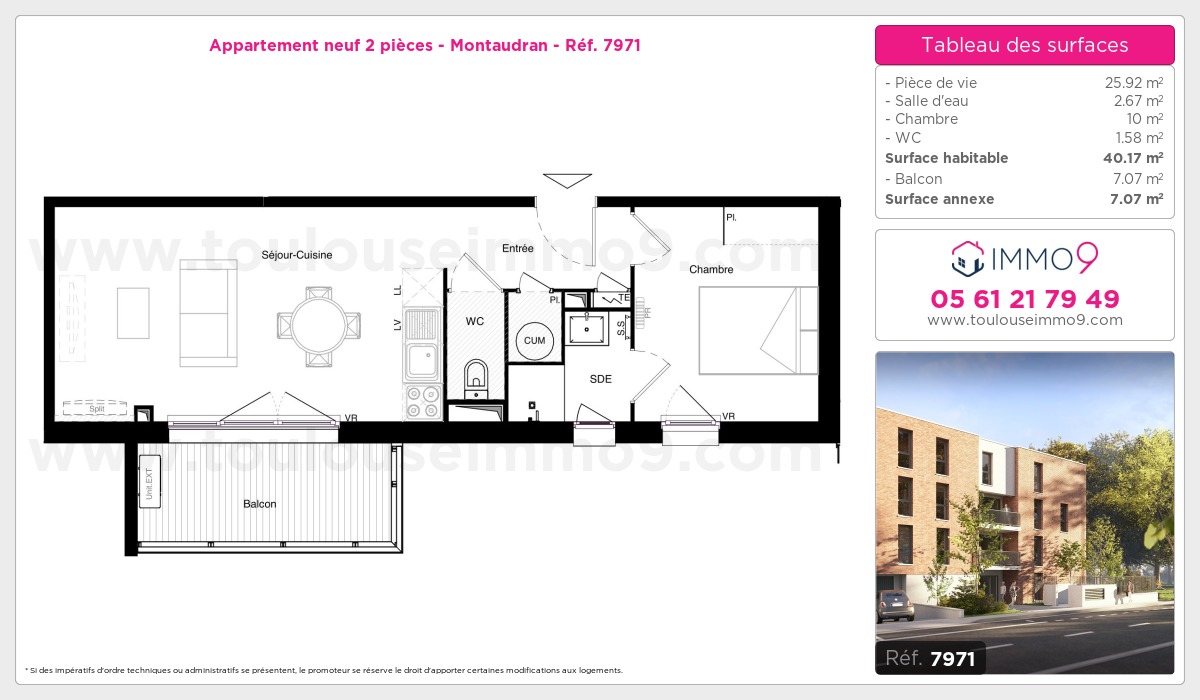 Plan et surfaces, Programme neuf Toulouse : Montaudran Référence n° 7971