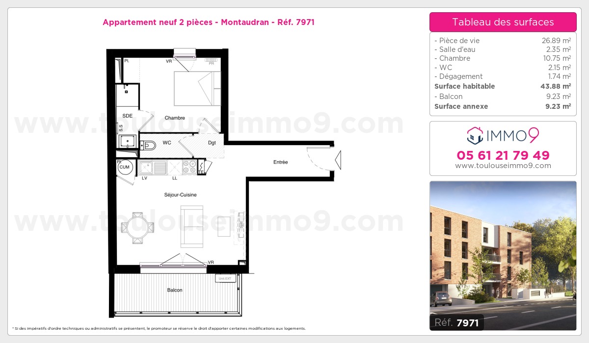 Plan et surfaces, Programme neuf Toulouse : Montaudran Référence n° 7971