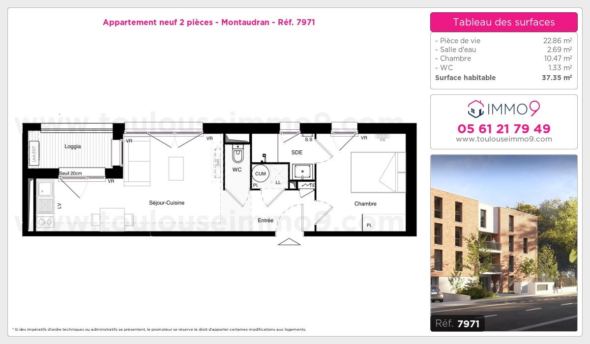Plan et surfaces, Programme neuf Toulouse : Montaudran Référence n° 7971