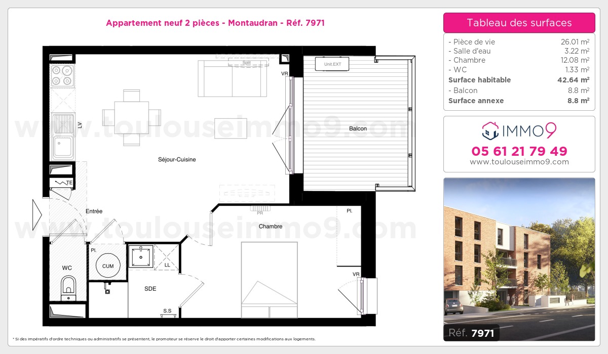 Plan et surfaces, Programme neuf Toulouse : Montaudran Référence n° 7971