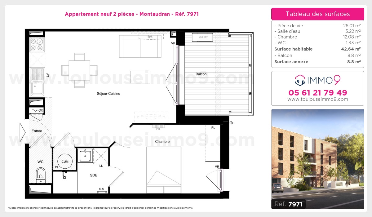 Plan et surfaces, Programme neuf Toulouse : Montaudran Référence n° 7971
