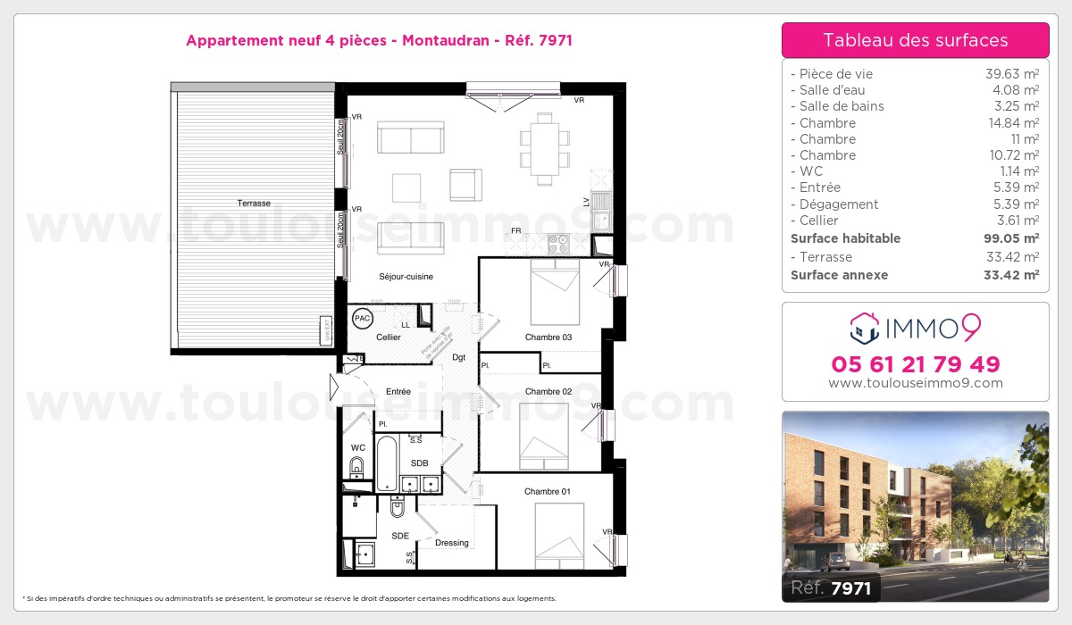 Plan et surfaces, Programme neuf Toulouse : Montaudran Référence n° 7971