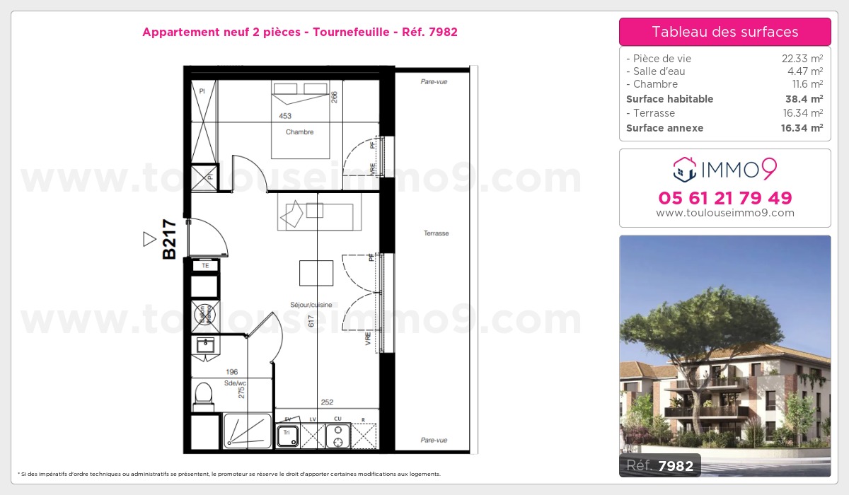 Plan et surfaces, Programme neuf Tournefeuille Référence n° 7982