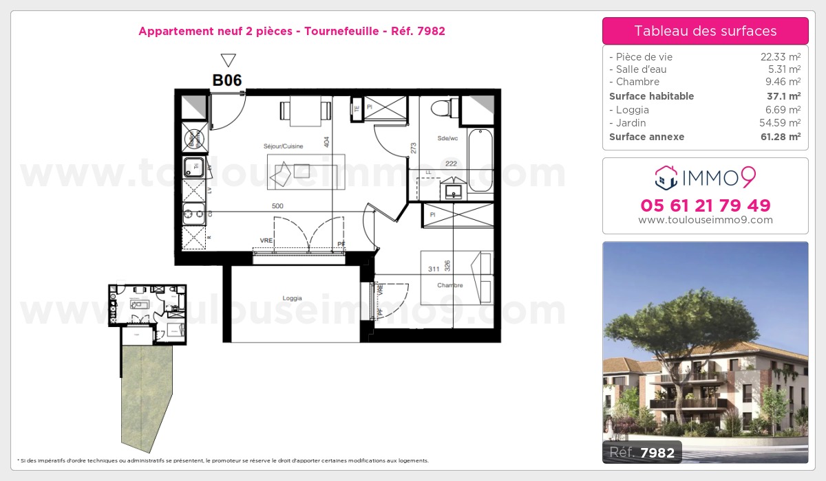 Plan et surfaces, Programme neuf Tournefeuille Référence n° 7982