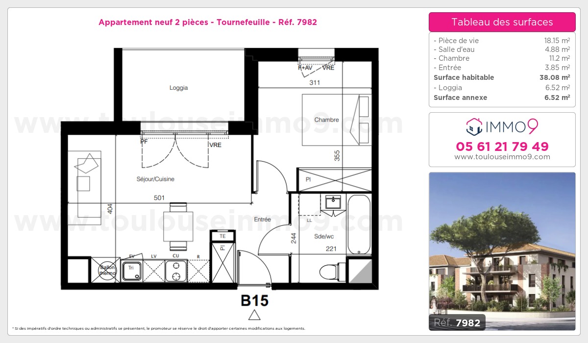Plan et surfaces, Programme neuf Tournefeuille Référence n° 7982