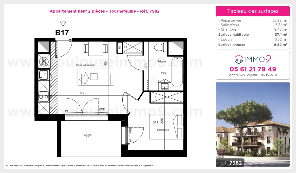 Plan et surfaces, Programme neuf Tournefeuille Référence n° 7982