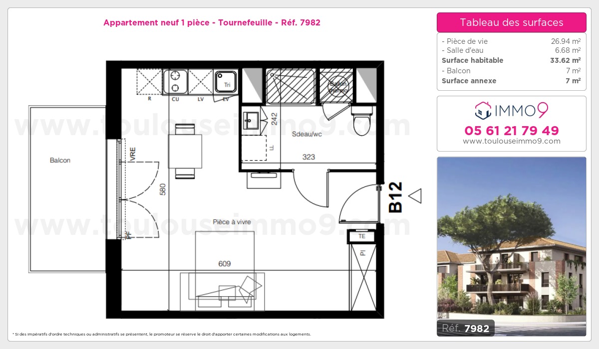 Plan et surfaces, Programme neuf Tournefeuille Référence n° 7982