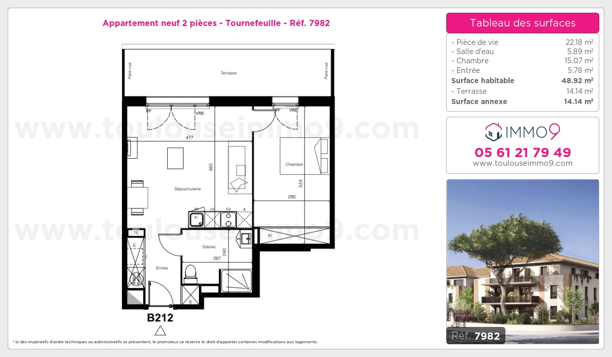 Plan et surfaces, Programme neuf Tournefeuille Référence n° 7982