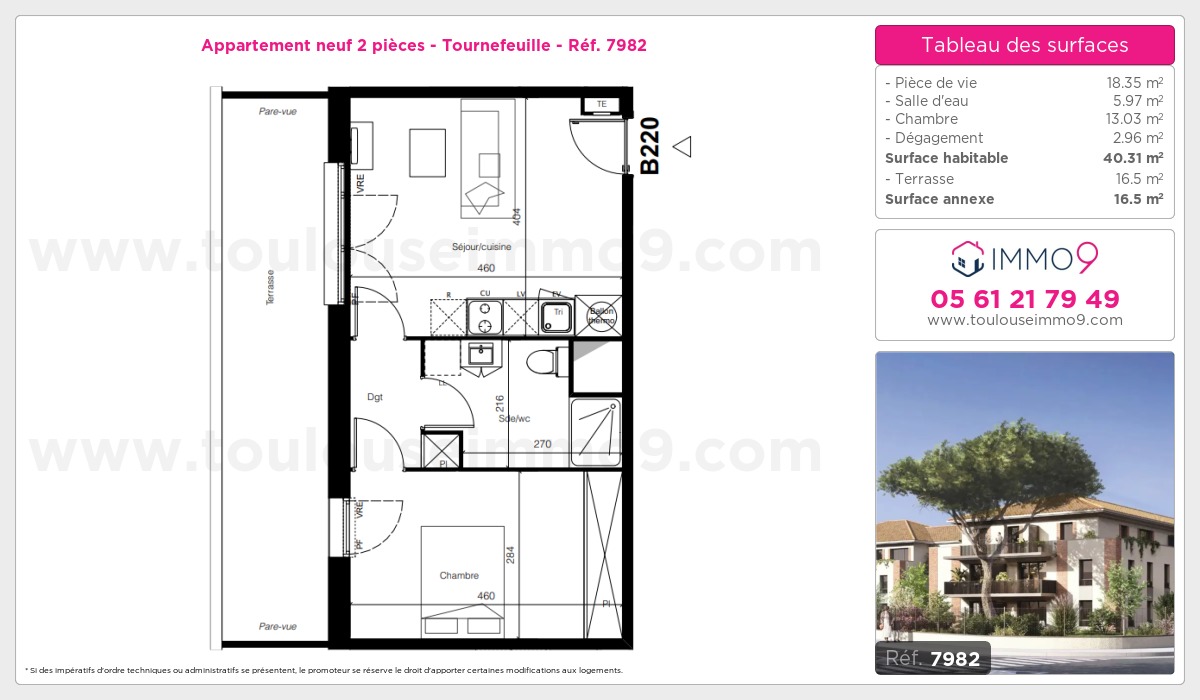 Plan et surfaces, Programme neuf Tournefeuille Référence n° 7982