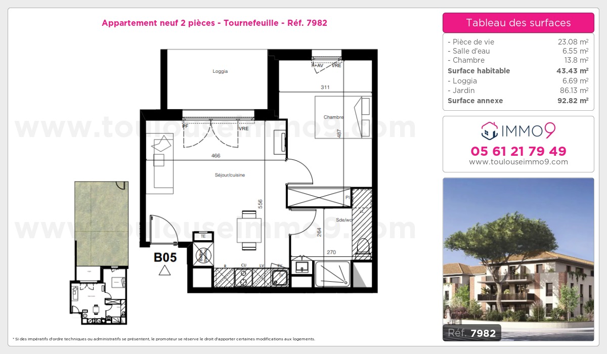 Plan et surfaces, Programme neuf Tournefeuille Référence n° 7982