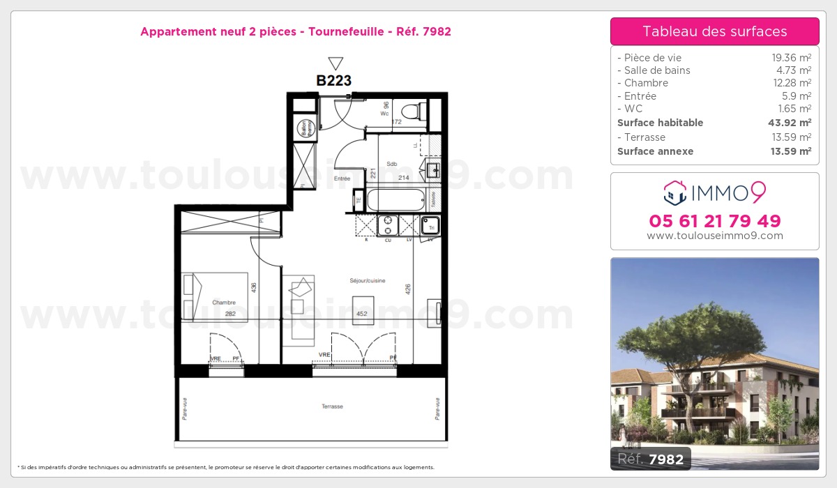 Plan et surfaces, Programme neuf Tournefeuille Référence n° 7982