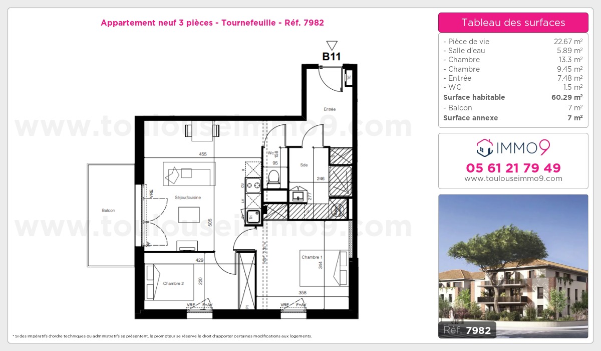 Plan et surfaces, Programme neuf Tournefeuille Référence n° 7982