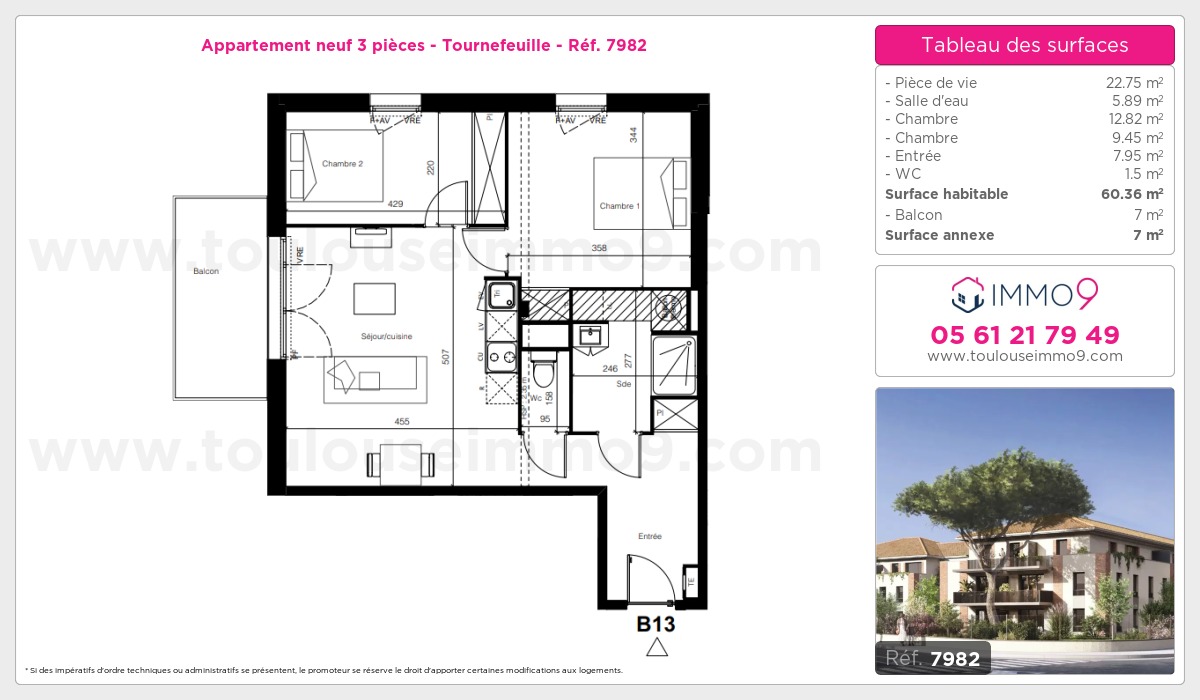 Plan et surfaces, Programme neuf Tournefeuille Référence n° 7982