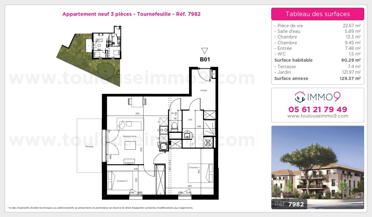 Plan et surfaces, Programme neuf Tournefeuille Référence n° 7982