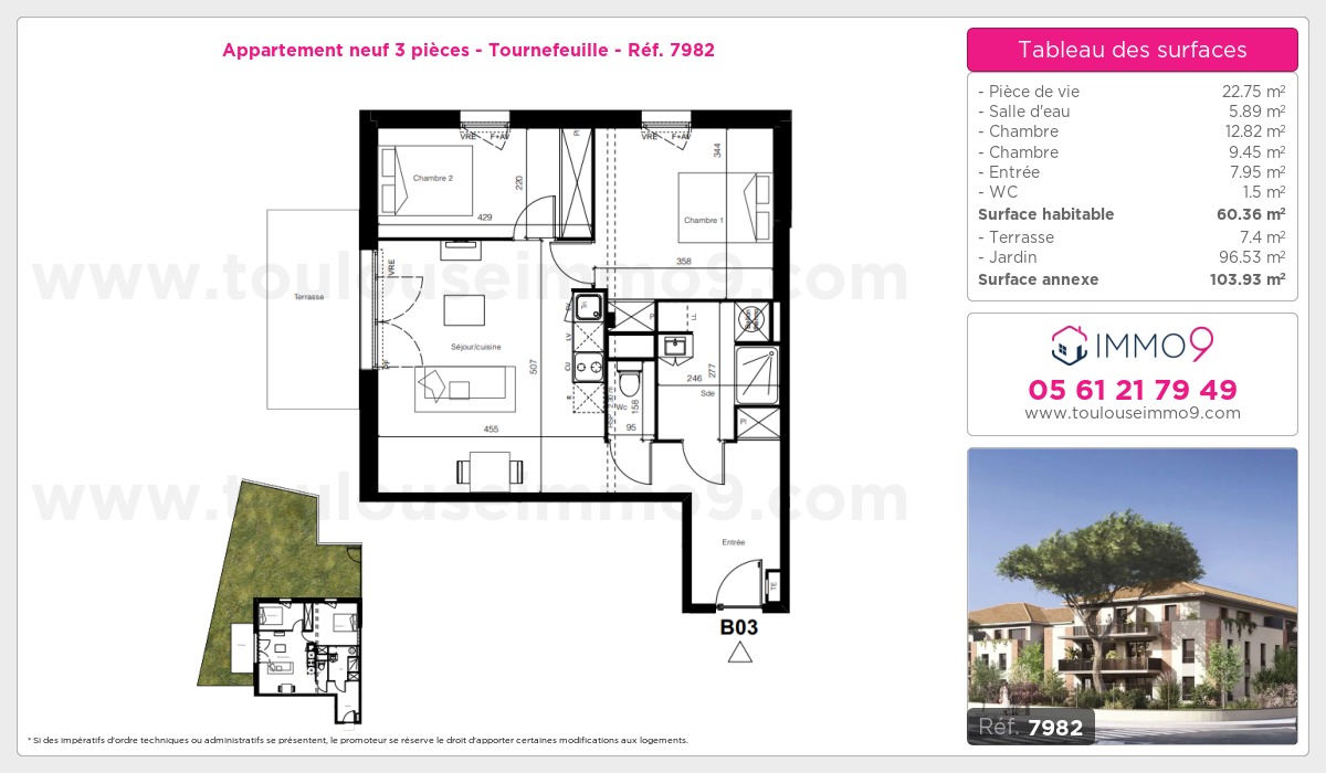 Plan et surfaces, Programme neuf Tournefeuille Référence n° 7982