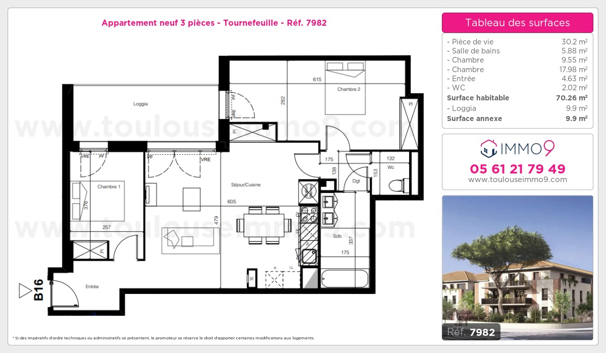 Plan et surfaces, Programme neuf Tournefeuille Référence n° 7982