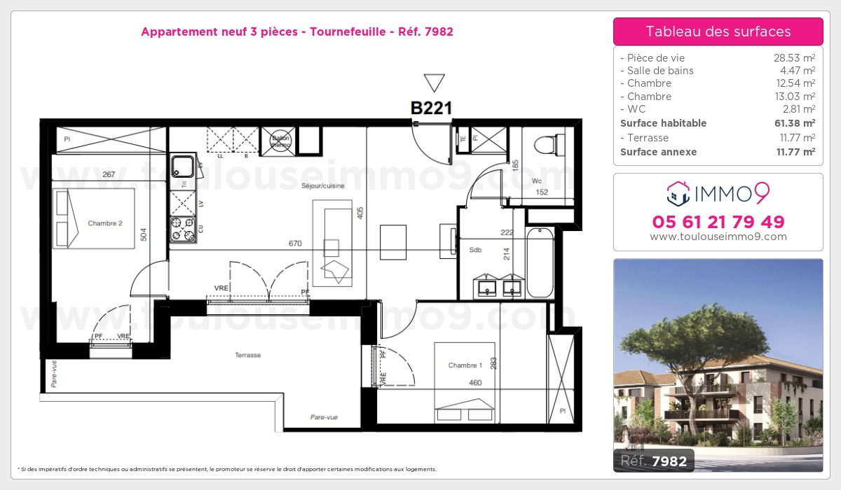 Plan et surfaces, Programme neuf Tournefeuille Référence n° 7982