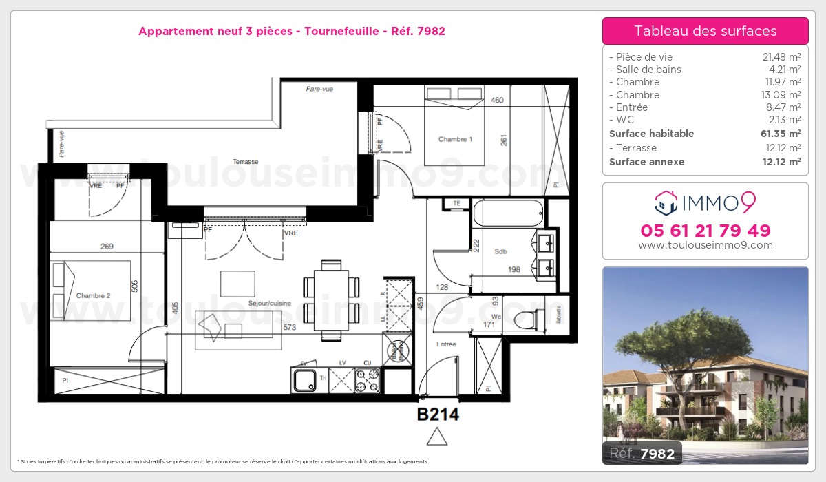 Plan et surfaces, Programme neuf Tournefeuille Référence n° 7982