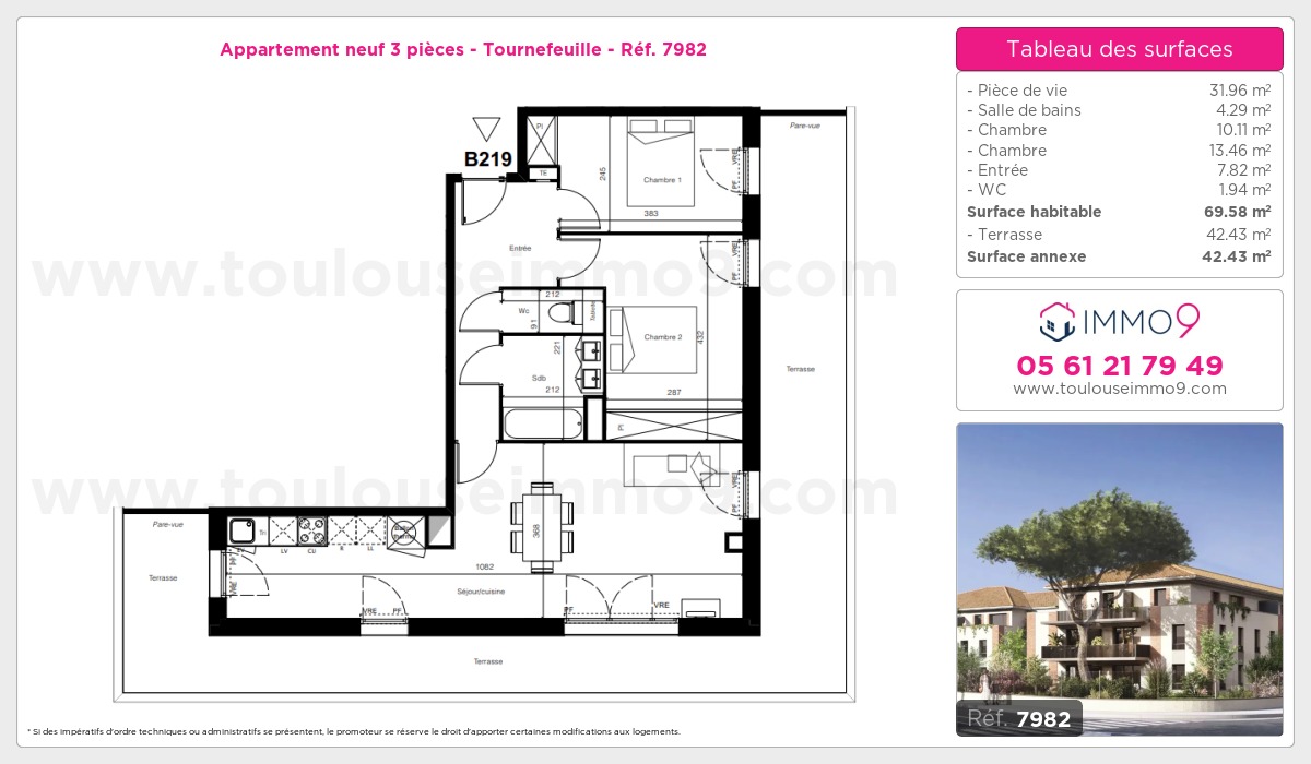 Plan et surfaces, Programme neuf Tournefeuille Référence n° 7982