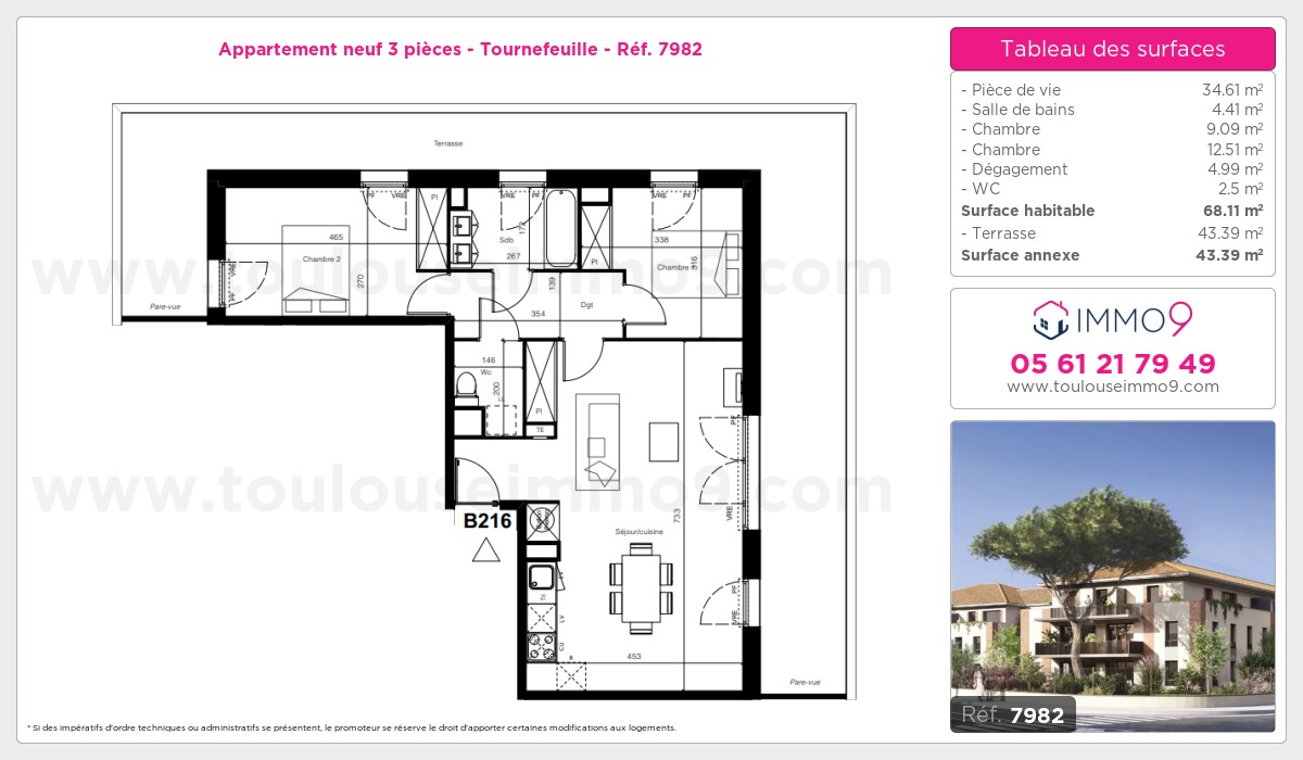 Plan et surfaces, Programme neuf Tournefeuille Référence n° 7982