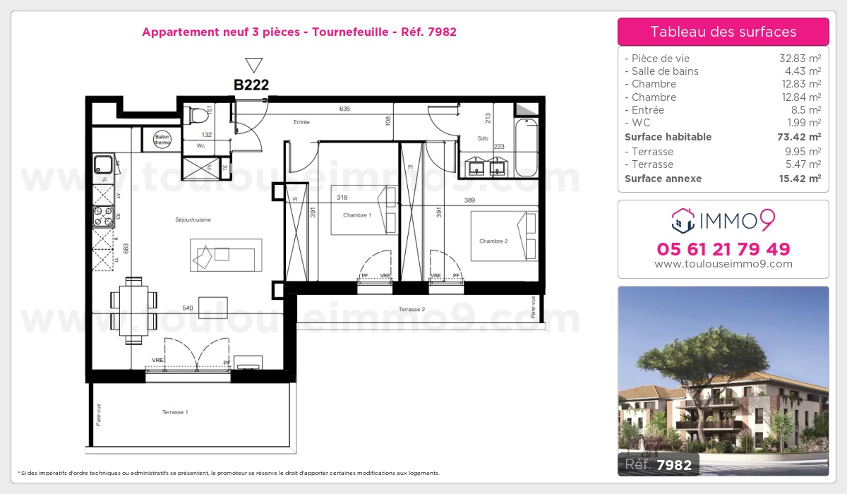 Plan et surfaces, Programme neuf Tournefeuille Référence n° 7982