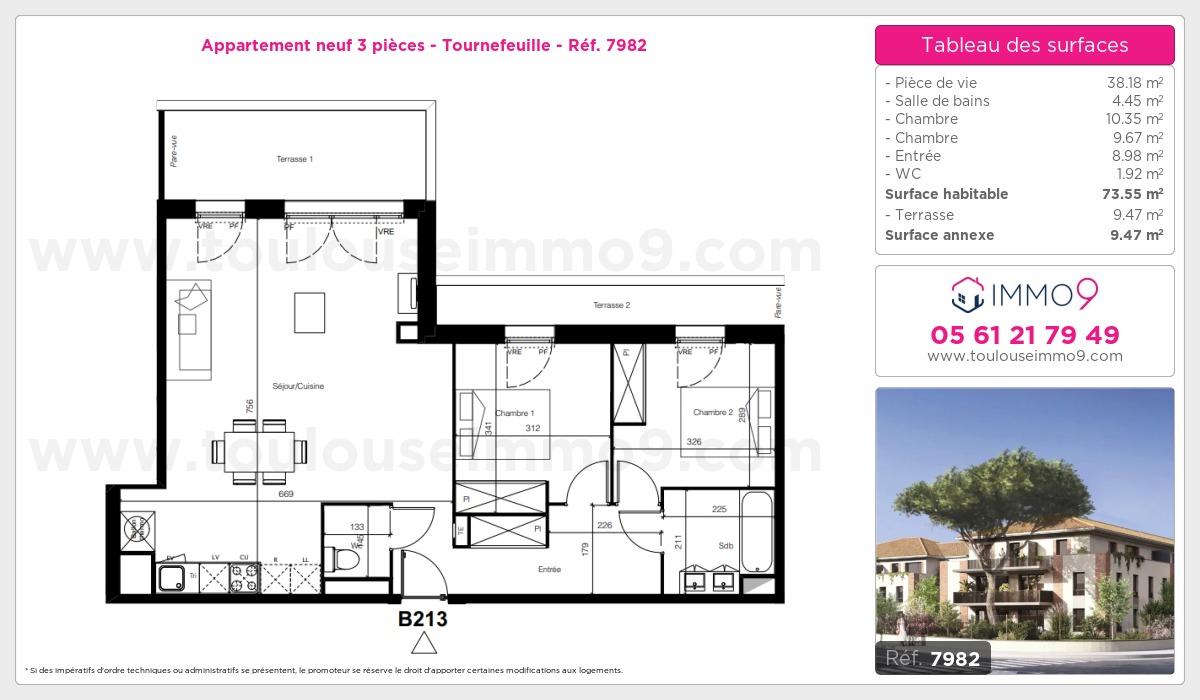 Plan et surfaces, Programme neuf Tournefeuille Référence n° 7982