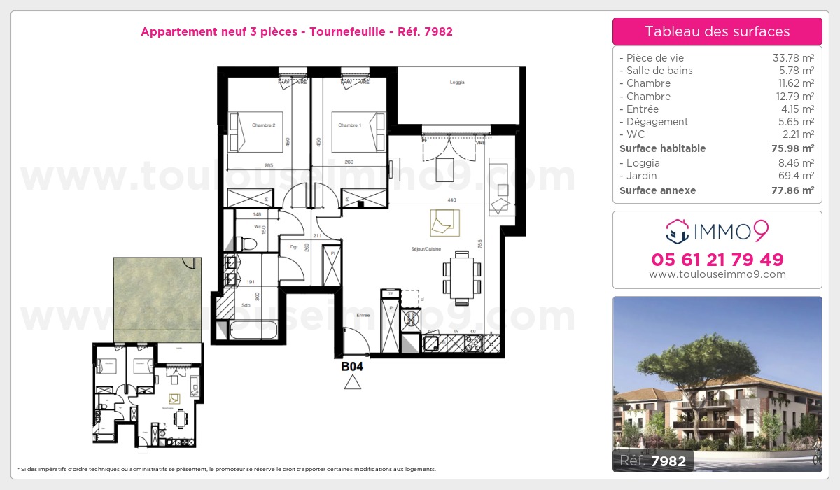 Plan et surfaces, Programme neuf Tournefeuille Référence n° 7982