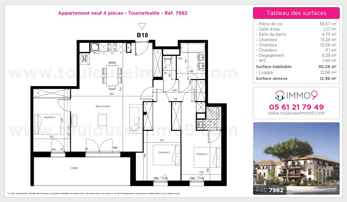 Plan et surfaces, Programme neuf Tournefeuille Référence n° 7982