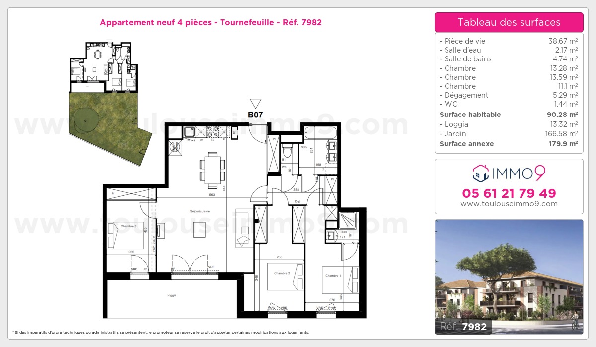 Plan et surfaces, Programme neuf Tournefeuille Référence n° 7982