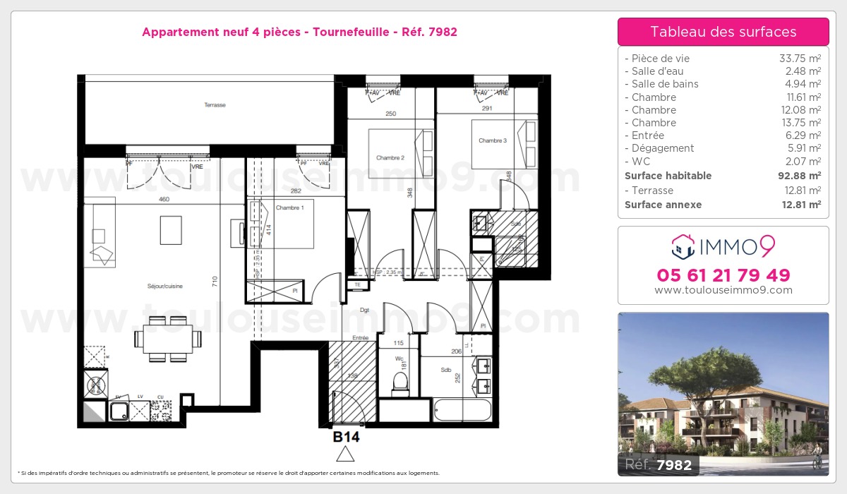 Plan et surfaces, Programme neuf Tournefeuille Référence n° 7982
