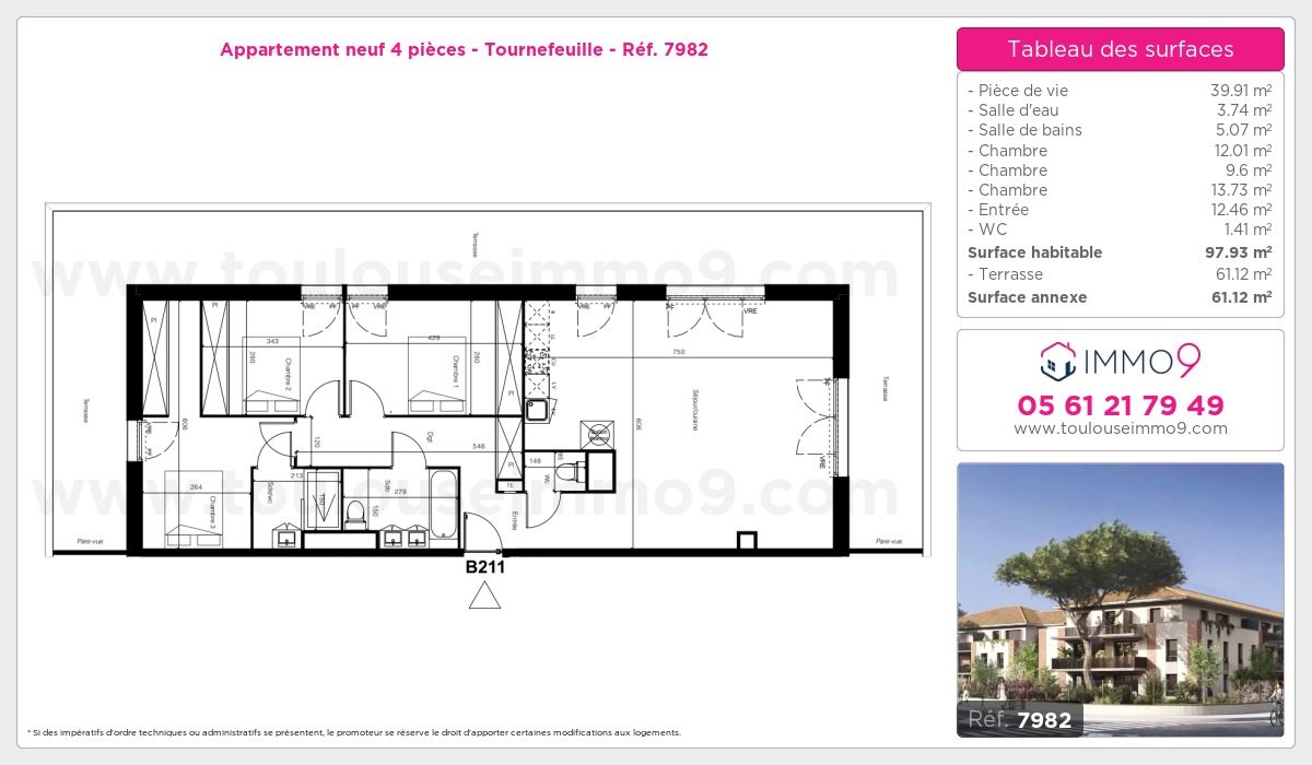 Plan et surfaces, Programme neuf Tournefeuille Référence n° 7982