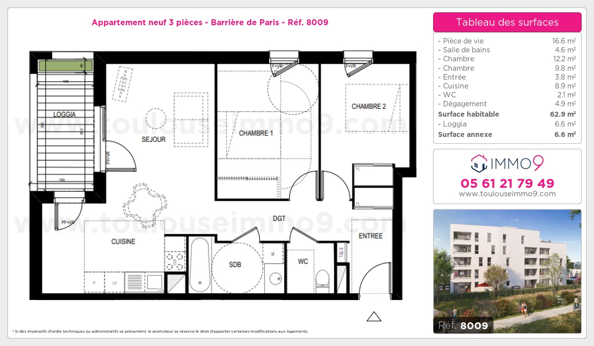 Plan et surfaces, Programme neuf Toulouse : Barrière de Paris Référence n° 8009