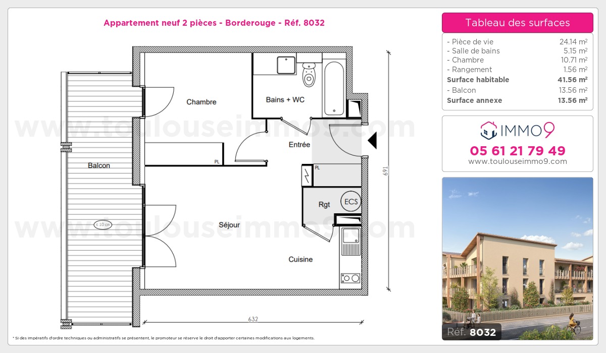 Plan et surfaces, Programme neuf Toulouse : Borderouge Référence n° 8032