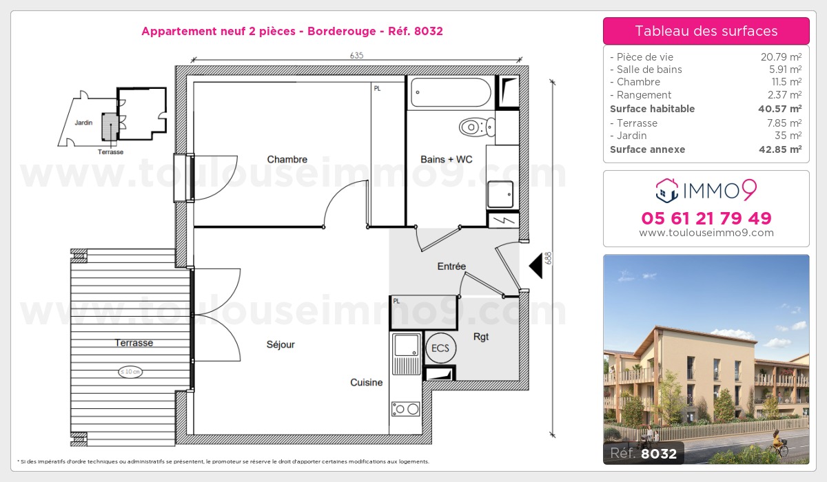 Plan et surfaces, Programme neuf Toulouse : Borderouge Référence n° 8032