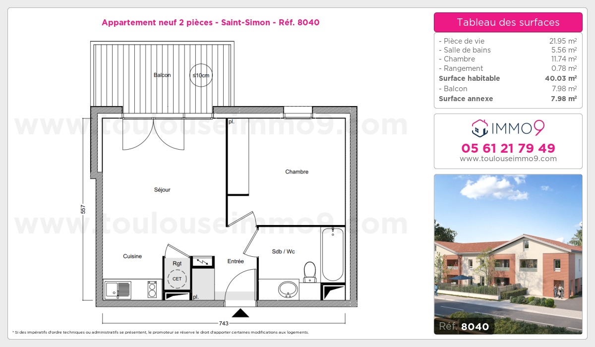 Plan et surfaces, Programme neuf Toulouse : Saint-Simon Référence n° 8040