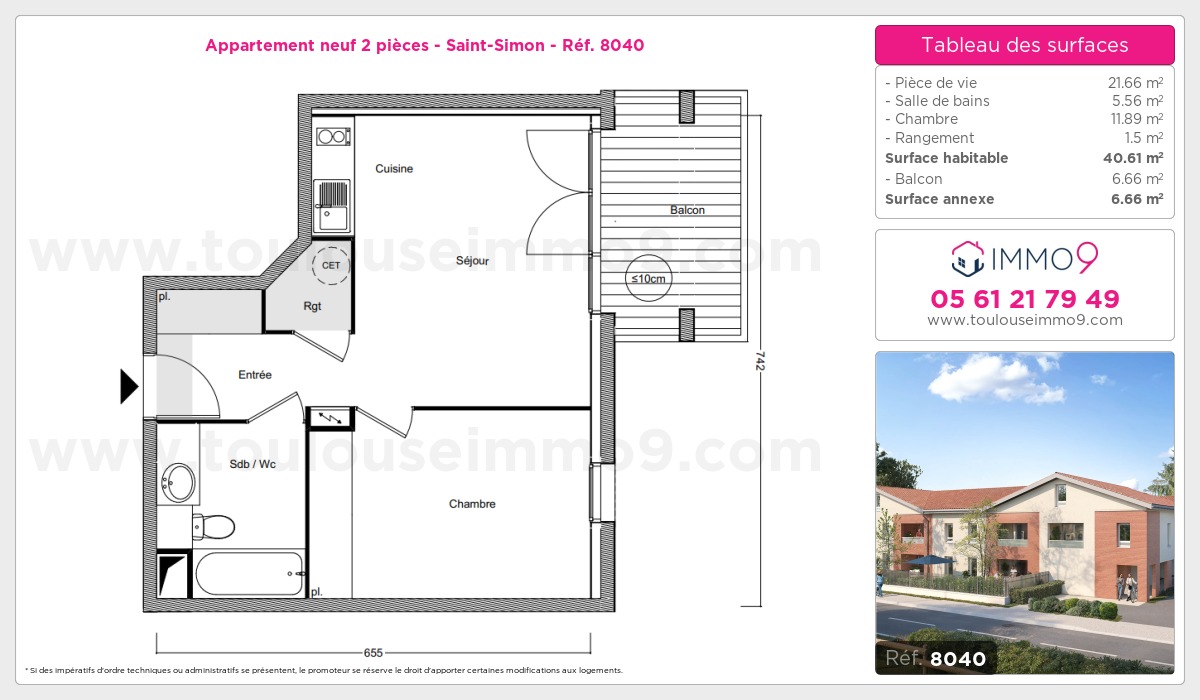 Plan et surfaces, Programme neuf Toulouse : Saint-Simon Référence n° 8040