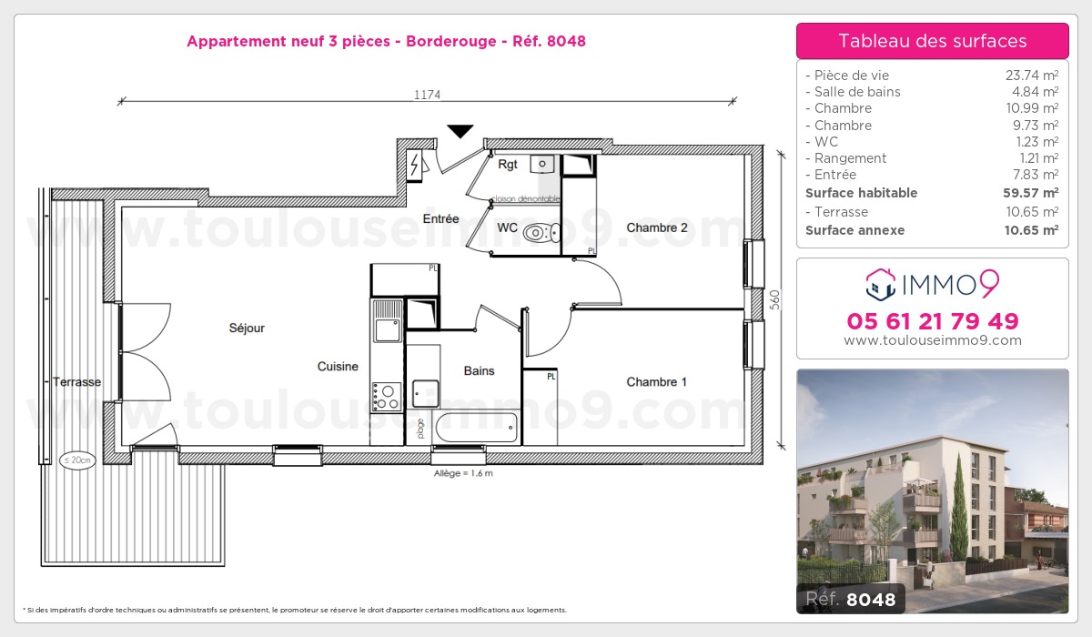 Plan et surfaces, Programme neuf Toulouse : Borderouge Référence n° 8048