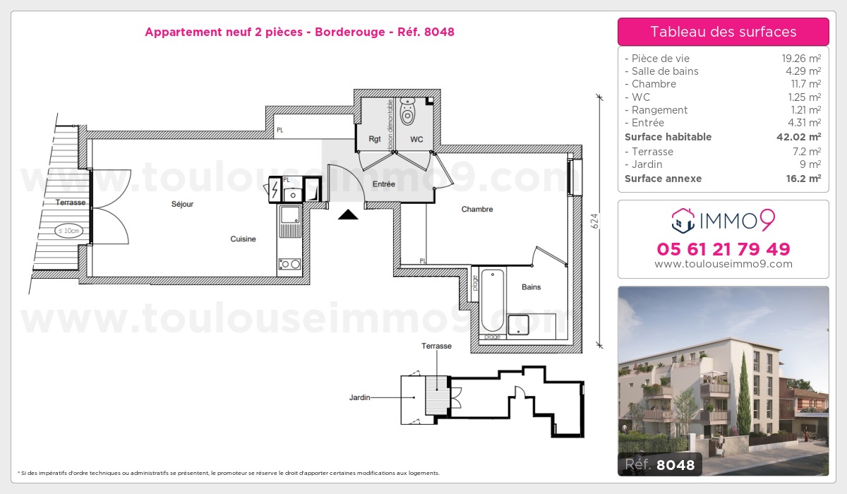 Plan et surfaces, Programme neuf Toulouse : Borderouge Référence n° 8048