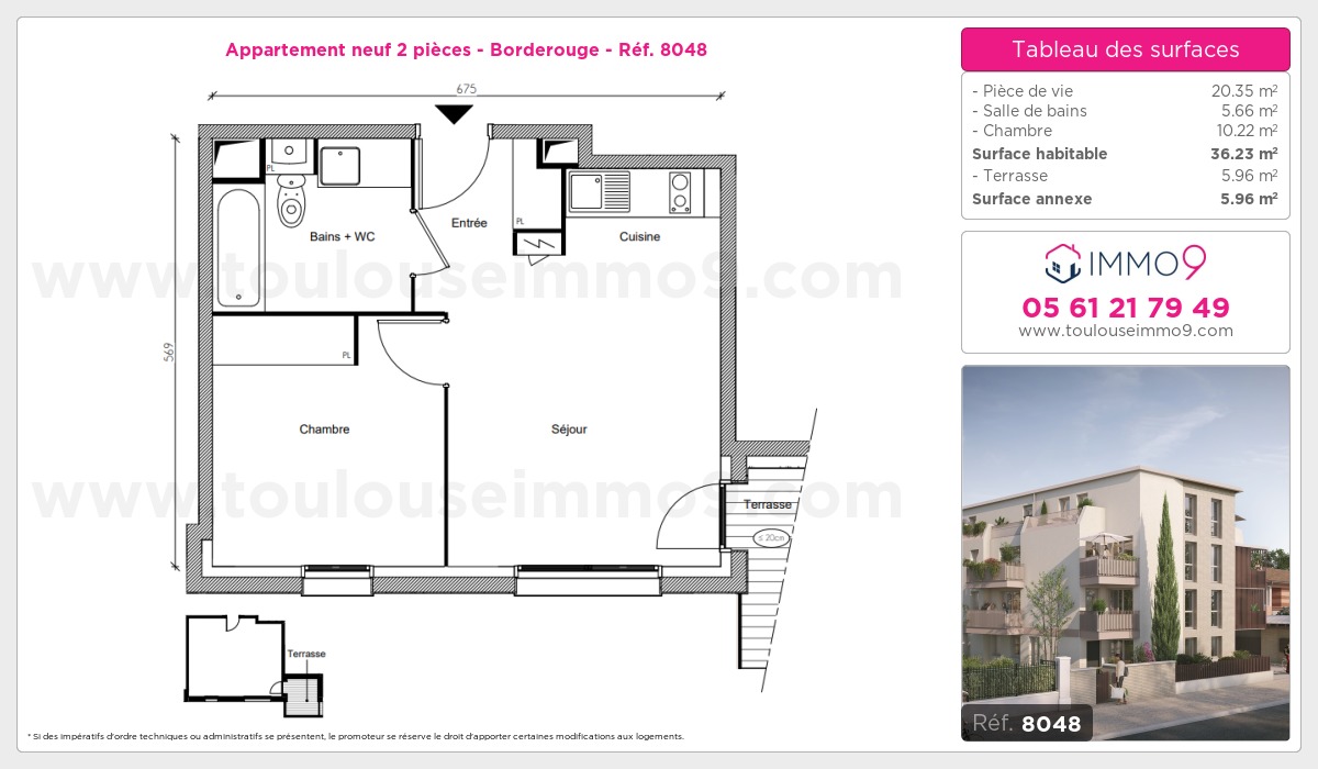 Plan et surfaces, Programme neuf Toulouse : Borderouge Référence n° 8048