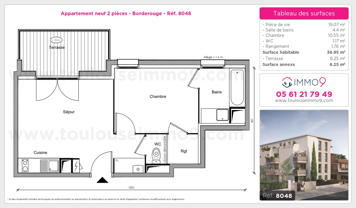 Plan et surfaces, Programme neuf Toulouse : Borderouge Référence n° 8048