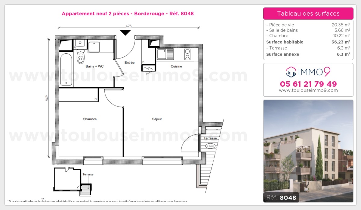 Plan et surfaces, Programme neuf Toulouse : Borderouge Référence n° 8048