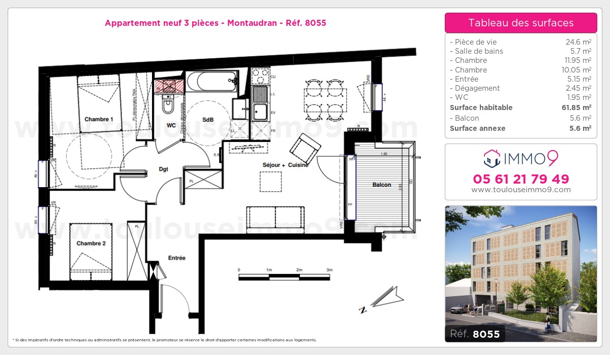 Plan et surfaces, Programme neuf Toulouse : Montaudran Référence n° 8055